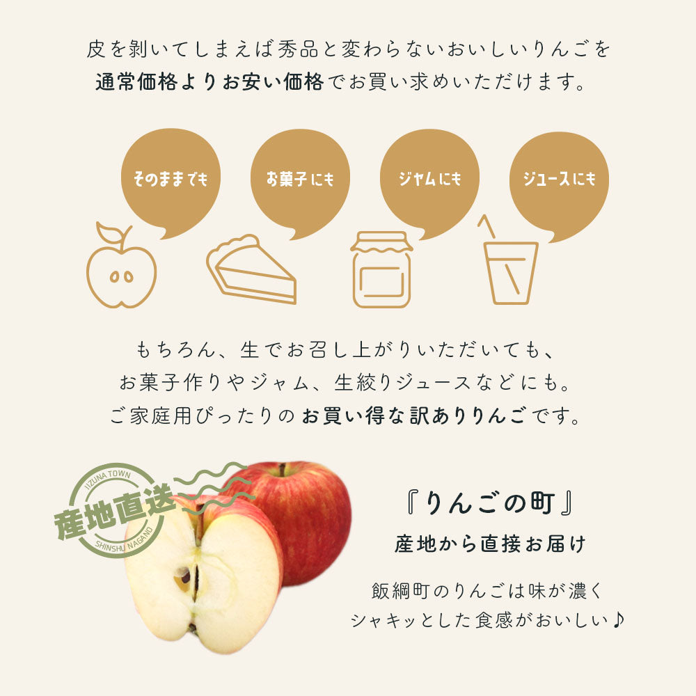 【りんご&りんごレザーのセット】 凍霜害サンふじ りんご 10~16玉程度 約2kg程度 + りんごレザー セット 送料込 みつどんマルシェ
