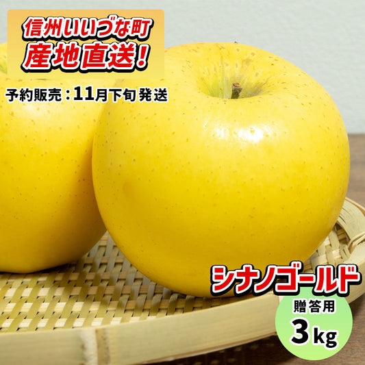 シナノゴールド3kg予約販売11月下旬発送送料込長野県飯綱町贈答用いいづなファーム
