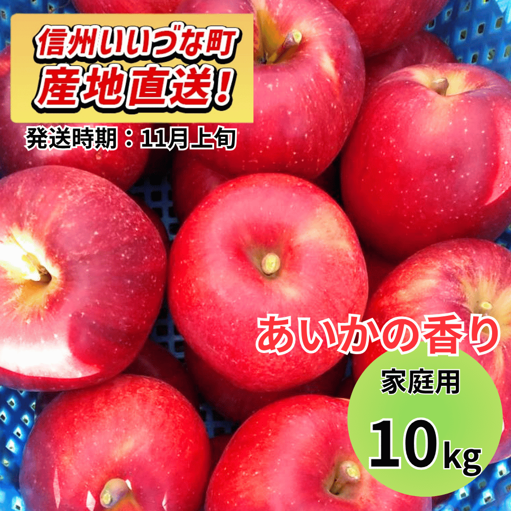 【りんご】 あいかの香り 10kg 予約販売 2026年11月上旬以降順次発送予定 送料込 長野県 飯綱町産 みつどんマルシェ 訳あり 自宅用 家庭用