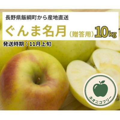 【りんご】 ぐんま名月 10kg 〔ネオニコチノイド不使用 有機リン不使用 除草剤不使用〕 予約販売 2026年11月上旬以降順次発送予定 送料込 長野県 飯綱町産 みつどんマルシェ 贈答用 贈答  ネオニコフリー