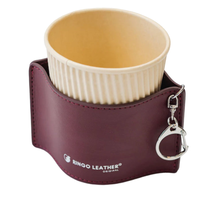 【カップスリーブ】 RINGOLEATHER® CUP SLEEVE カップスリーブ 赤 レッド カップ りんご レザー 長野県 飯綱町 みつどんマルシェ