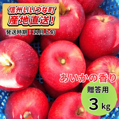 【りんご】 あいかの香り 3kg 予約販売 2026年11月上旬以降順次発送予定 送料込 長野県 飯綱町産 みつどんマルシェ 贈答用 贈答 ギフト